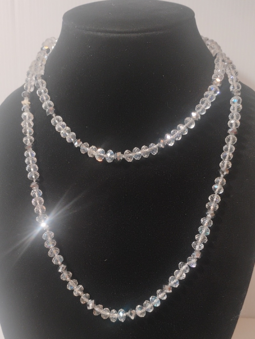 Vintage Clear & Aurora Boralis Layered Necklace - Clear Sparkle.